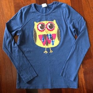 Mini Boden Girls 13-14Y Owl Appliqué Shirt